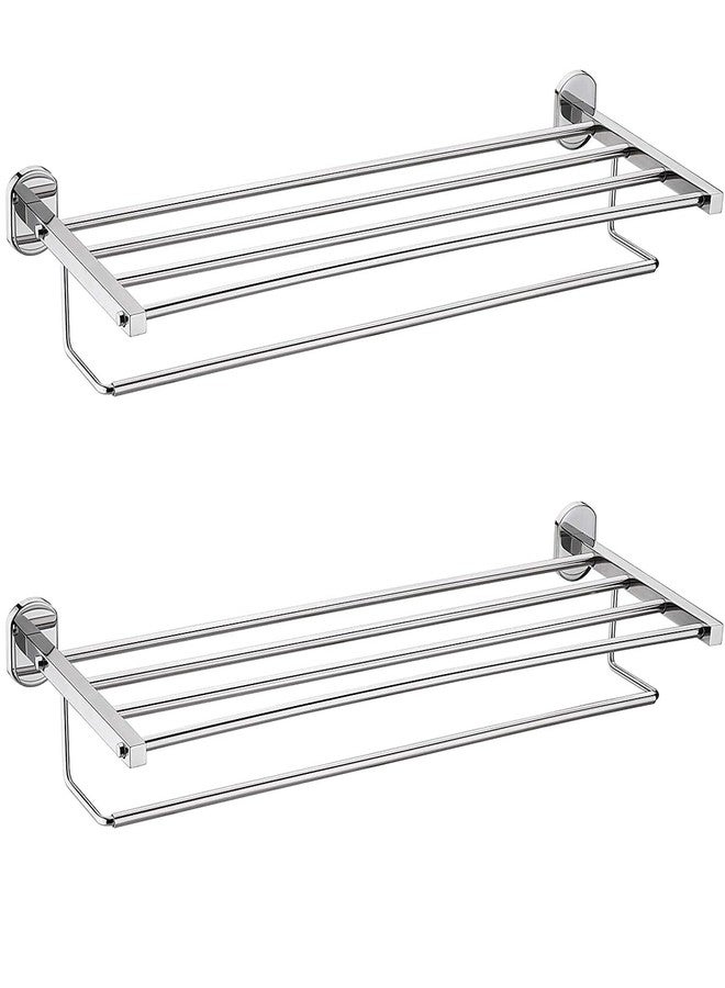 فورتون رف مناشف من الفولاذ المقاوم للصدأ من فورتشن، عيار 304، بطول 24 بوصة، مع قضيب تعليق | رف مناشف يدوي يُثبت على الحائط للمطبخ والحمام | علاقة مناشف | حامل مناشف | ملحقات حمام (عبوة من قطعتين) - Image 1